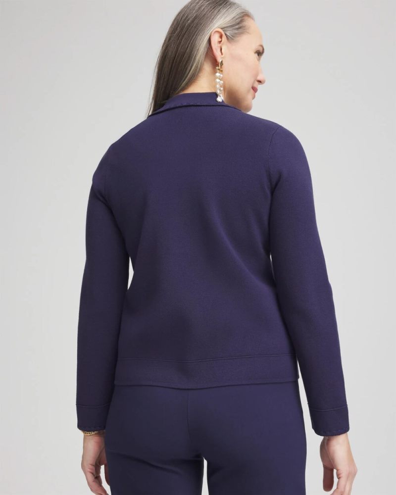 Chicos Collared Button-Down Cardigan - PASSPORT BLUE