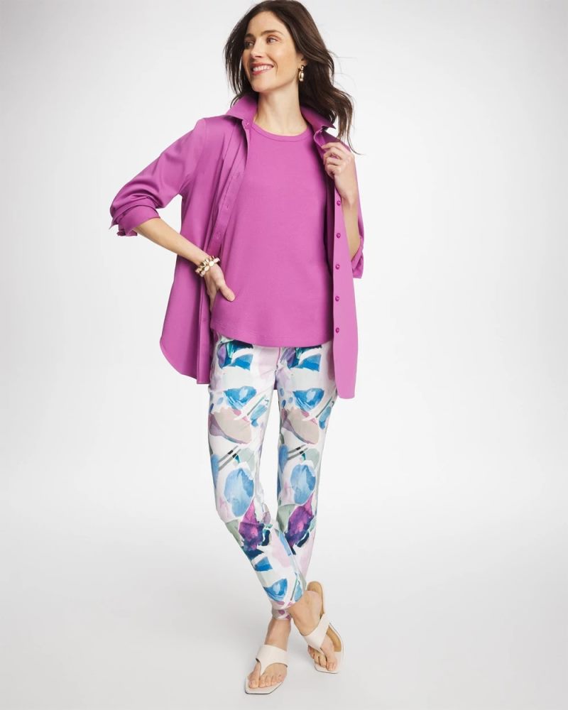 Chicos High Neck Rib Tank - VIOLET SHADOW