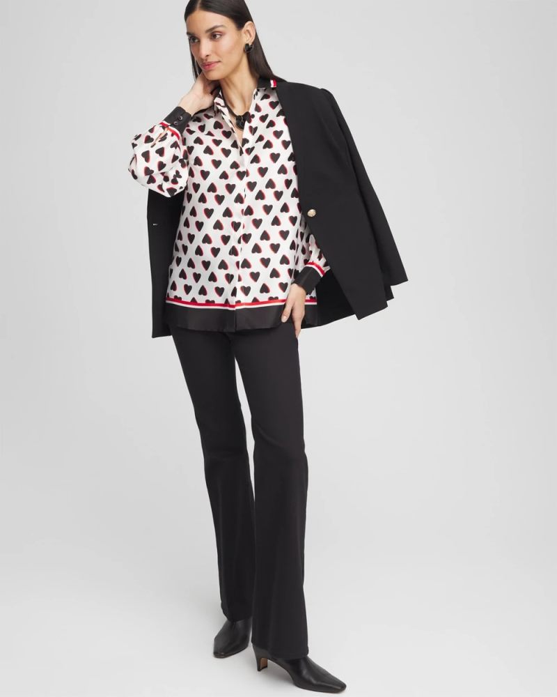 Chicos Classic Valentine's Day Blouse - BLACK