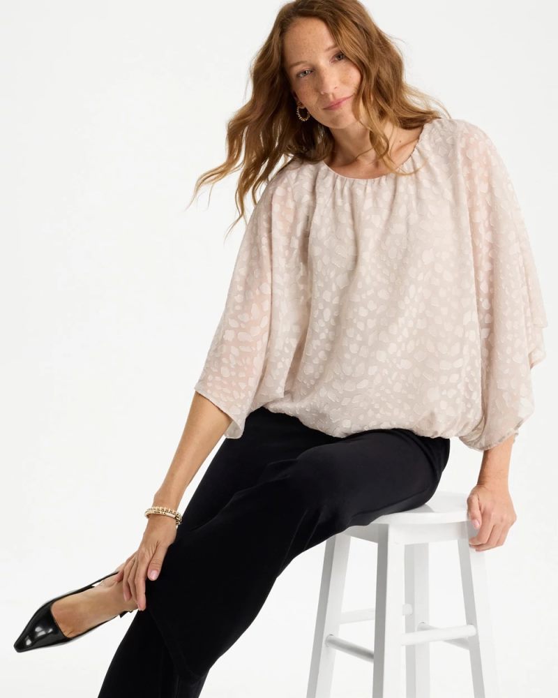Chicos Travelers™ Bubble Hem Top - SMOKEY TAUPE