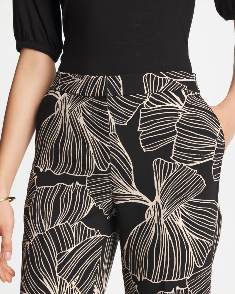Chicos Ginkgo Crepe Tapered Ankle Pants - BLACK