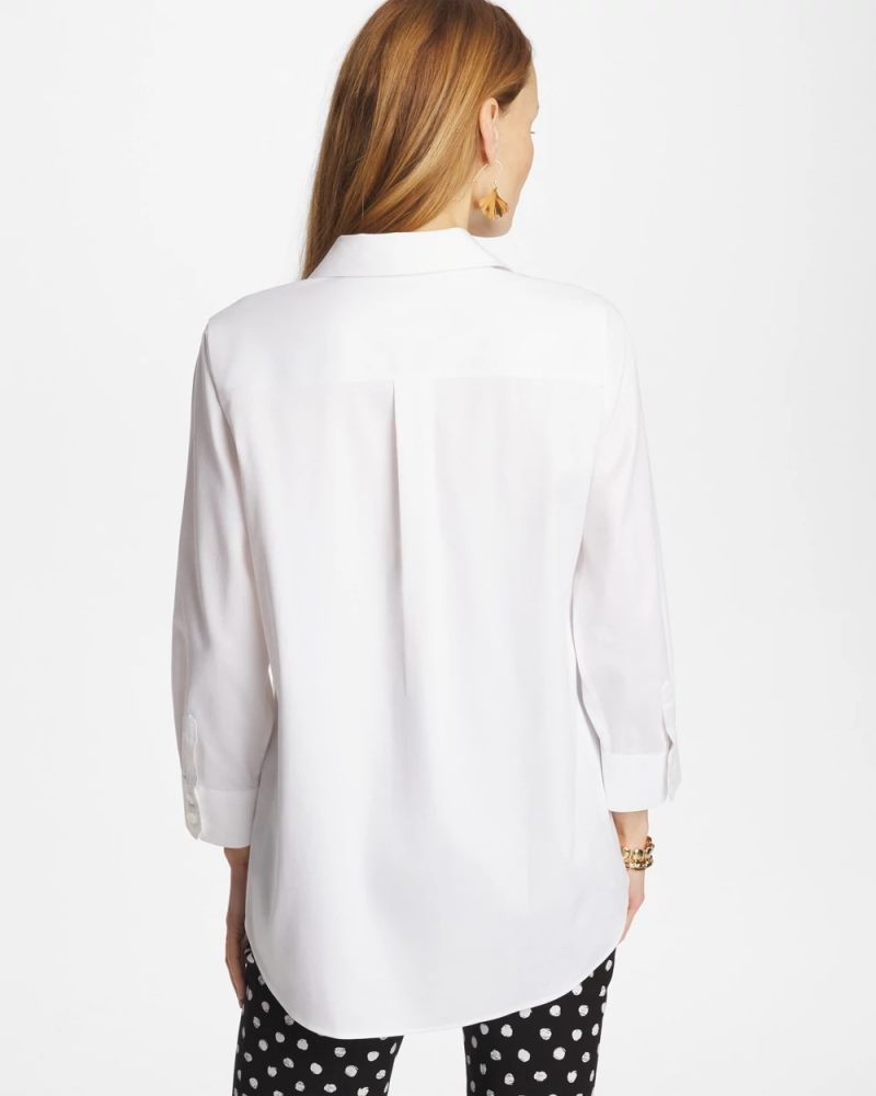 Chicos No Iron Stretch Splitneck Tunic - OPTIC WHITE