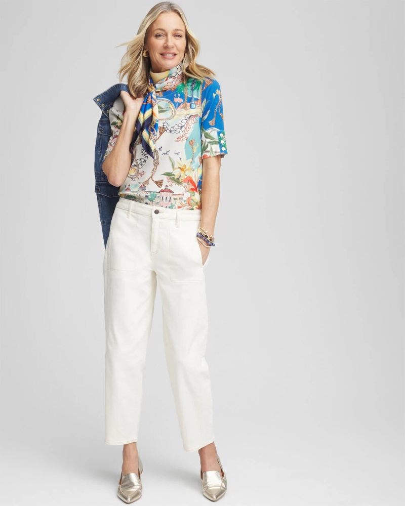 Chicos Utility Tapered Jeans - SEA SALT