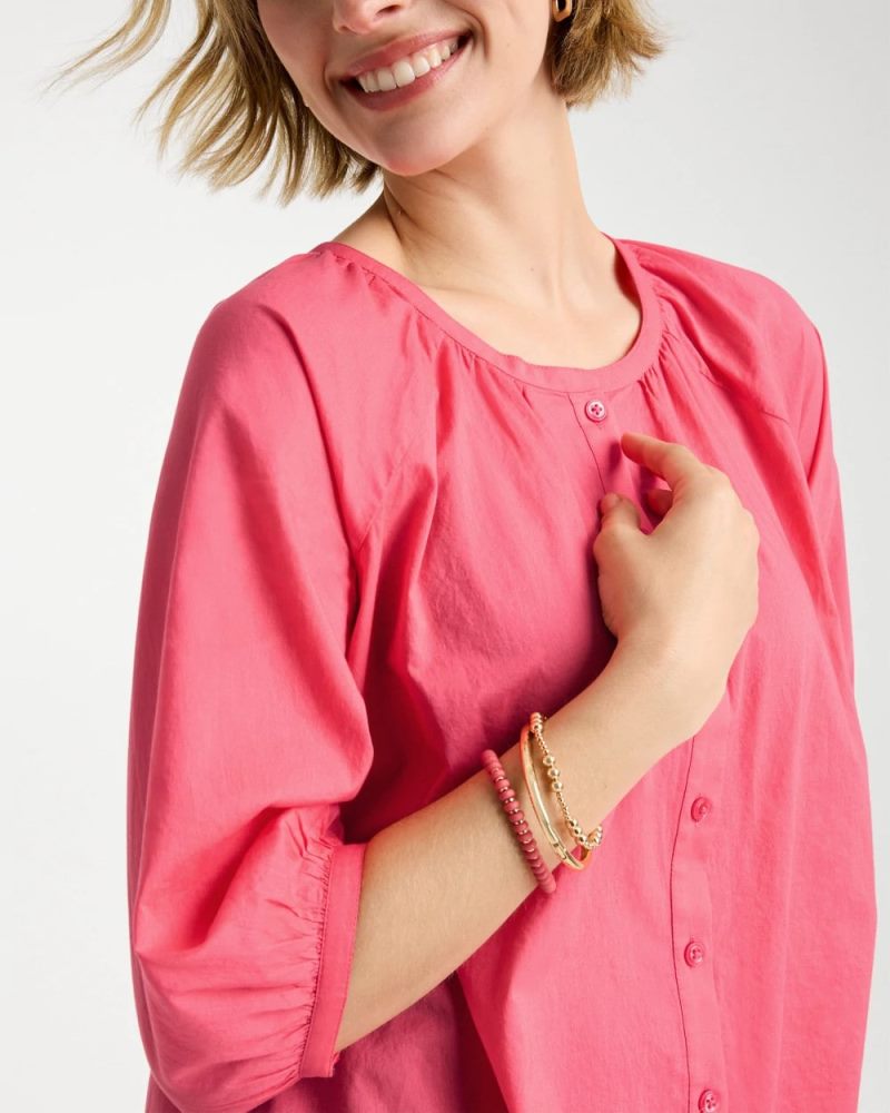 Chicos Cotton Voile Blouse - CALYPSO CORAL
