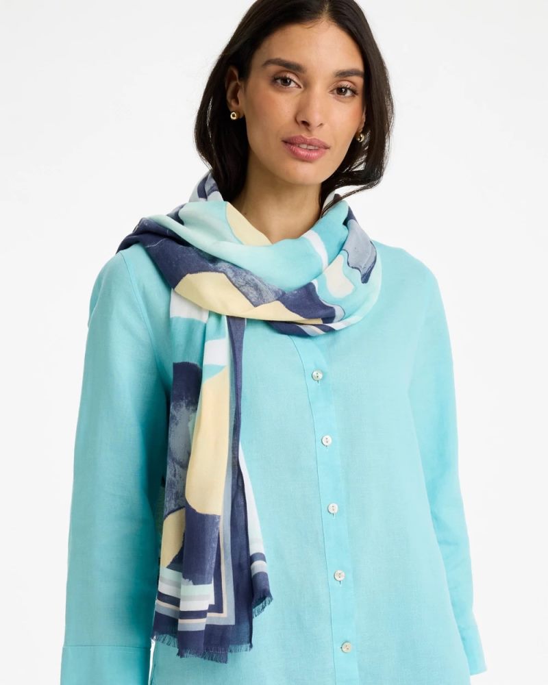 Chicos Artisanal Patch Oblong Scarf - PASSPORT BLUE