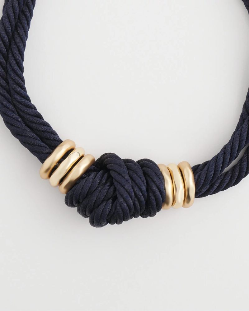 Chicos Navy Knot Rope Necklace - NAVY
