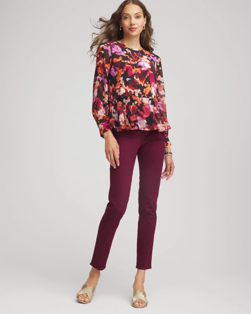 Chicos Modern Pull-On Ankle Jeggings - DEEP CHIANTI