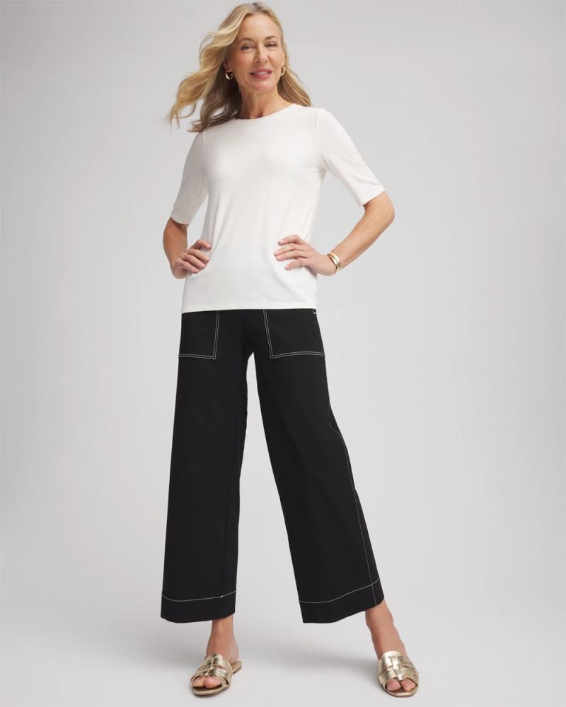 Chicos Brigitte™ Utility Wide-Leg Cropped Pants - BLACK