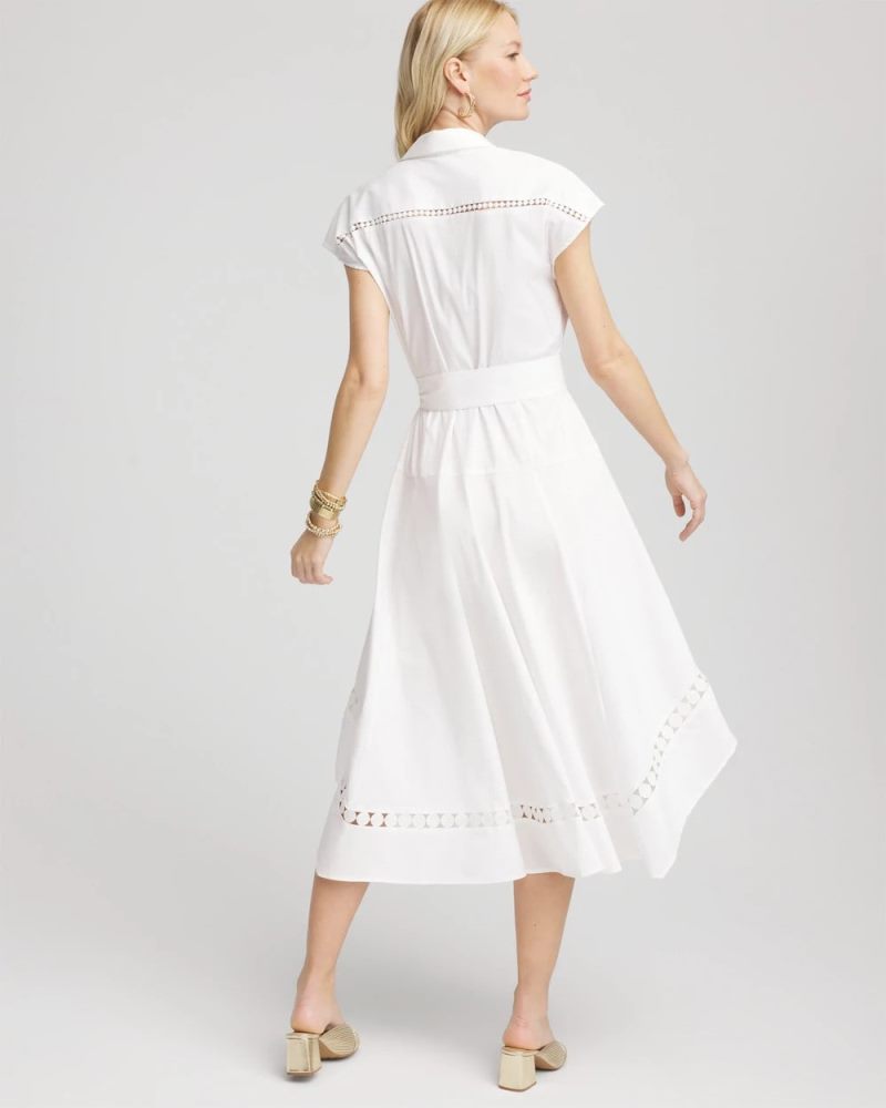 Chicos Poplin Circle Trim Maxi Shirtdress - ALABASTER