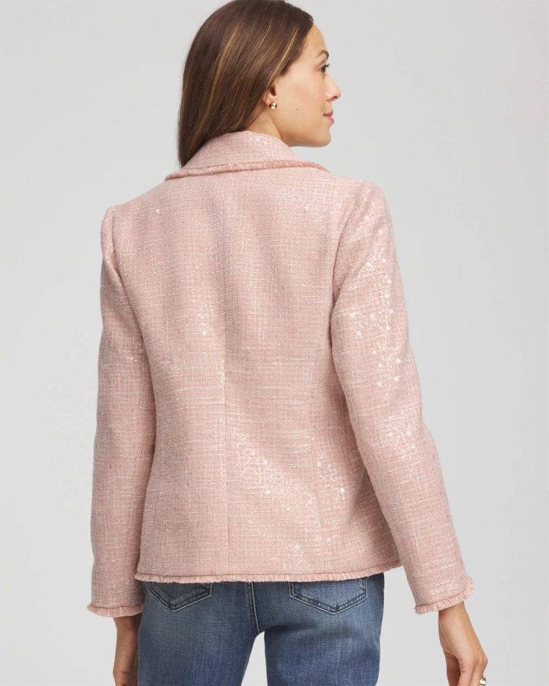 Chicos Party Tweed Sequins Blazer - PINK