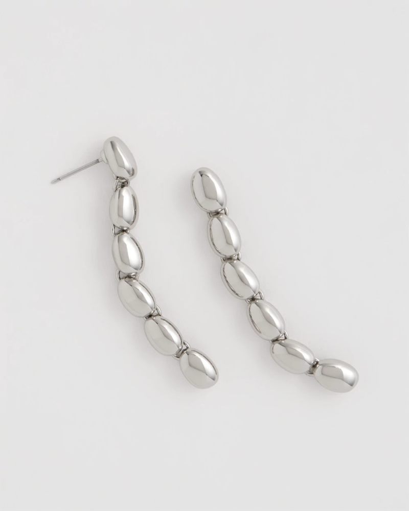 Chicos Silver Linear Bead Earrings - SILVER