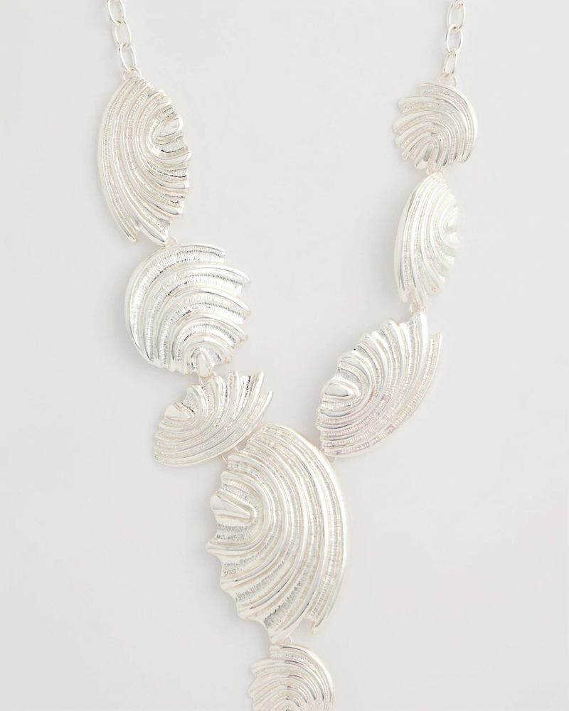 Chicos Silvertone Shell Charm Y-Necklace - SILVER