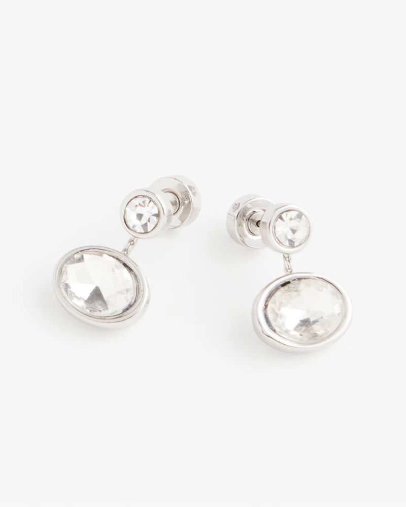 Chicos Silvertone Bezel Stud Earrings - SILVER