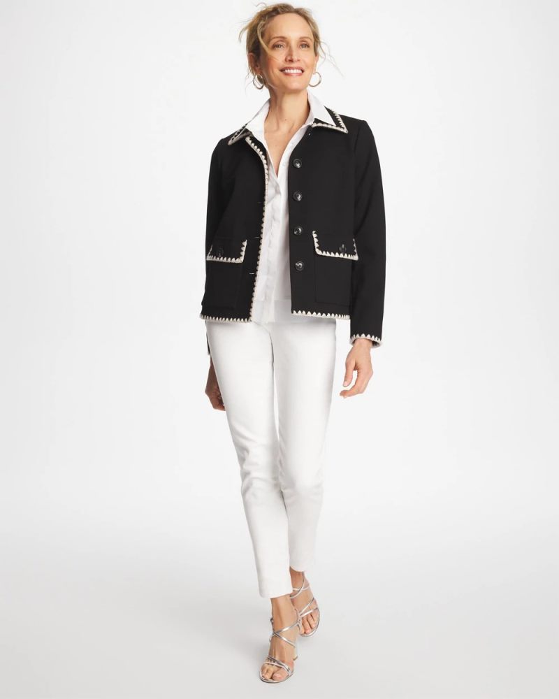 Chicos Knit Shacket - BLACK