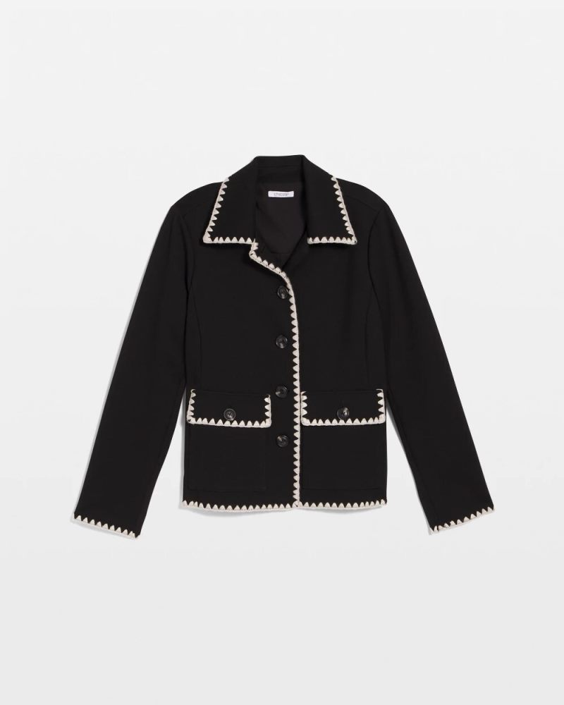 Chicos Knit Shacket - BLACK