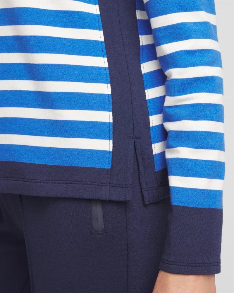 Chicos Zenergy® Striped Boatneck Mariner Tee - TURKISH SEA