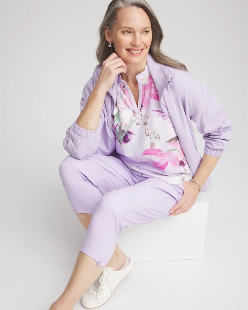Chicos Zenergy® UPF Floral Polo - VIOLET AURA