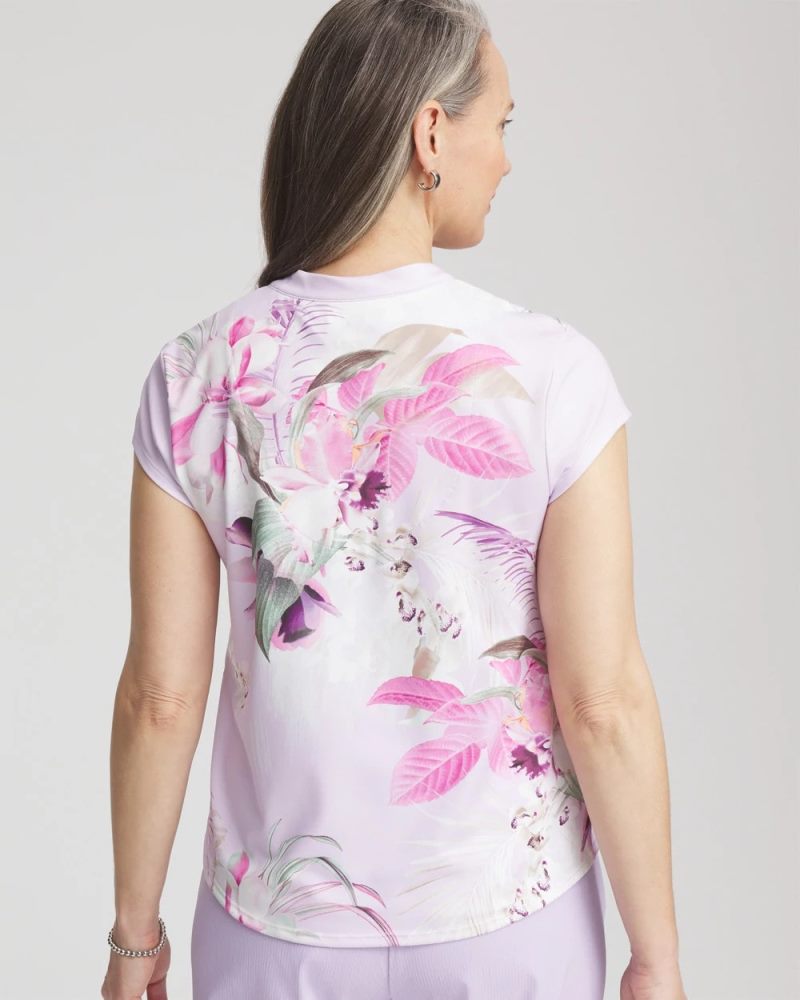 Chicos Zenergy® UPF Floral Polo - VIOLET AURA