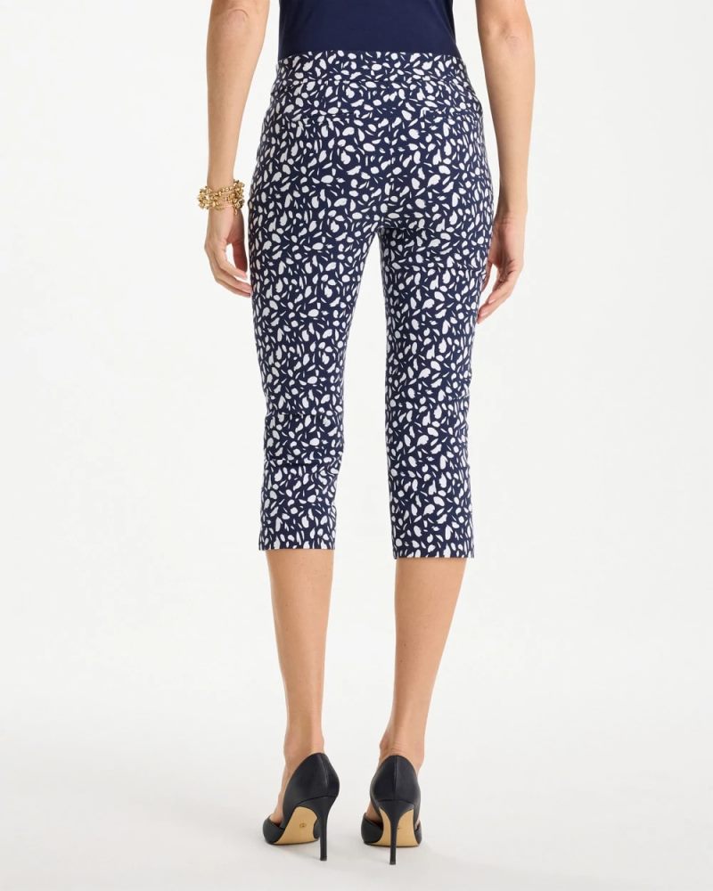 Chicos Brigitte™ Slim Printed Pull-On Capri Pant - PASSPORT BLUE