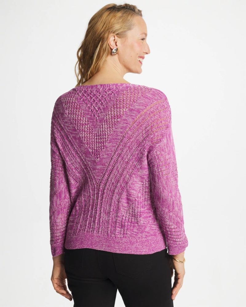 Chicos Relaxed Dolman Pullover Sweater - VIOLET SHADOW