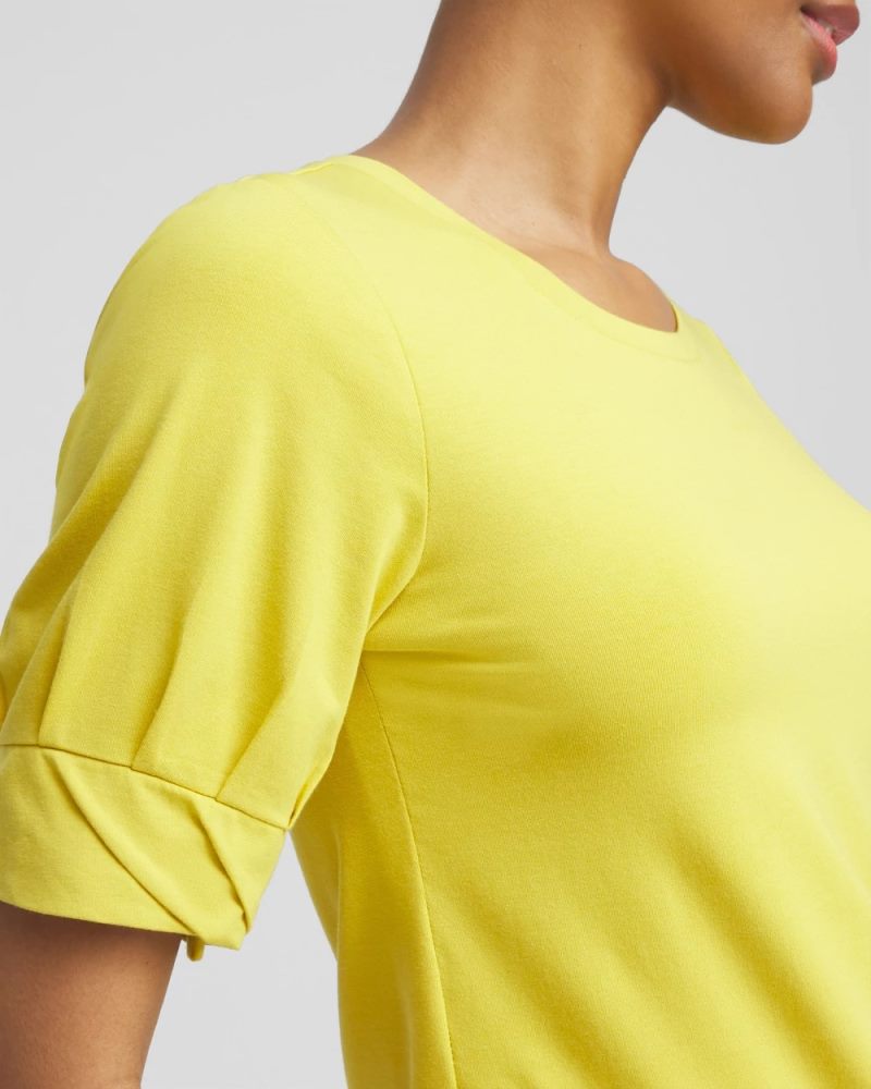 Chicos Touch of Cool™ Pleated Roll Cuff Tee - CITRON YELLOW