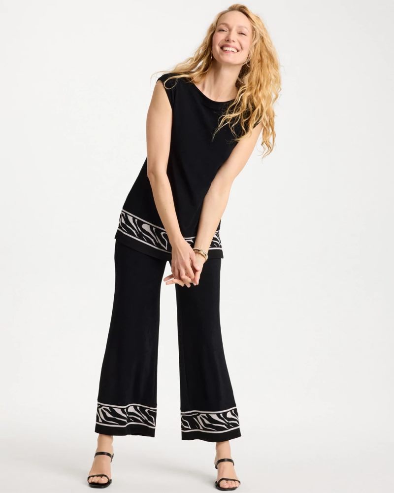 Chicos Travelers™ Abstract Zebra Trim Tunic - TRAVELERS BLACK