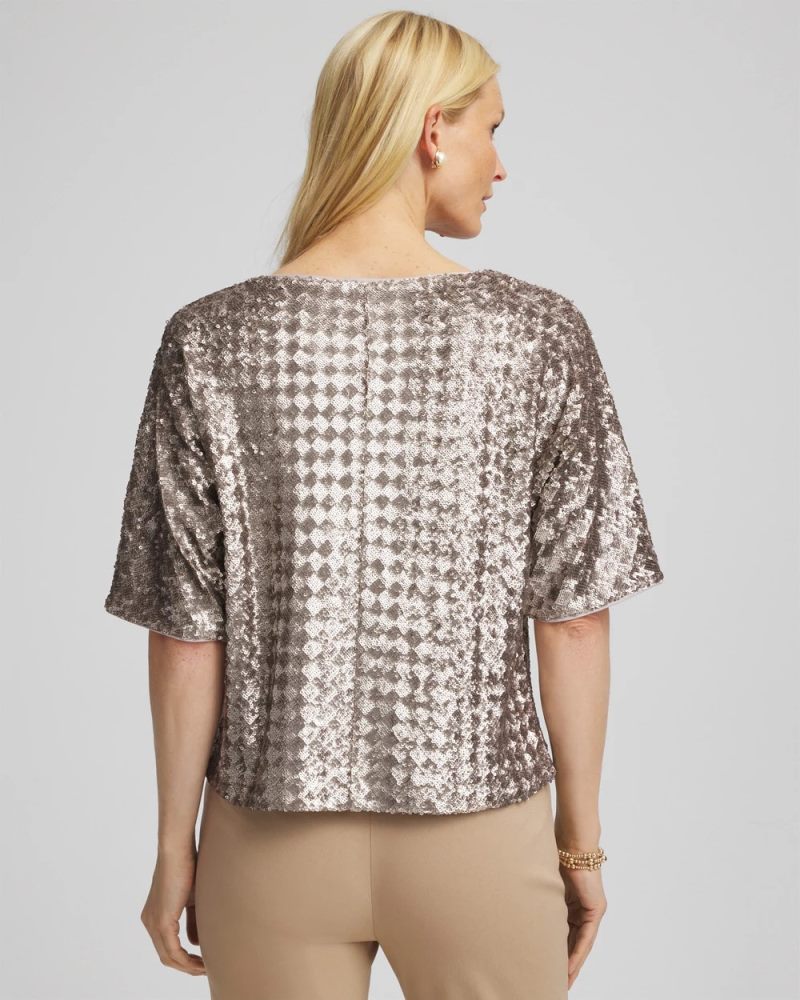 Chicos Art Deco Dolman Sequins Tee - GOLD