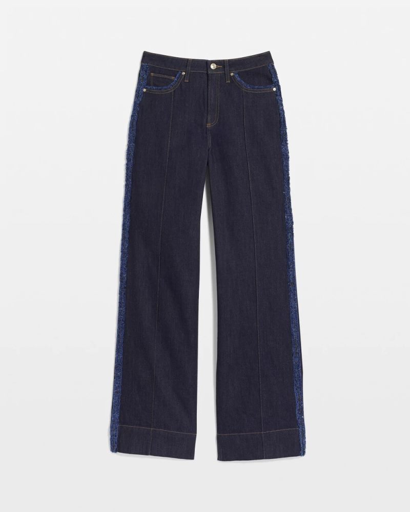 Chicos Frayed High-Rise Wide-Leg Jeans - CEDAR RINSE