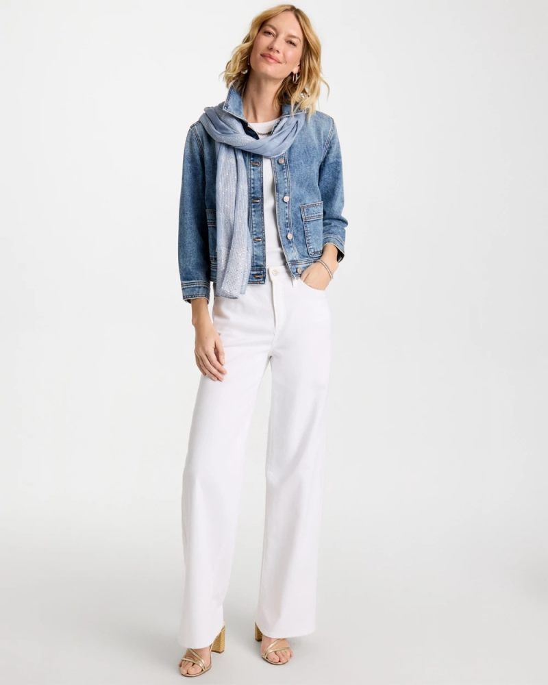 Chicos Denim Cropped Trucker Jacket - SAKURA INDIGO