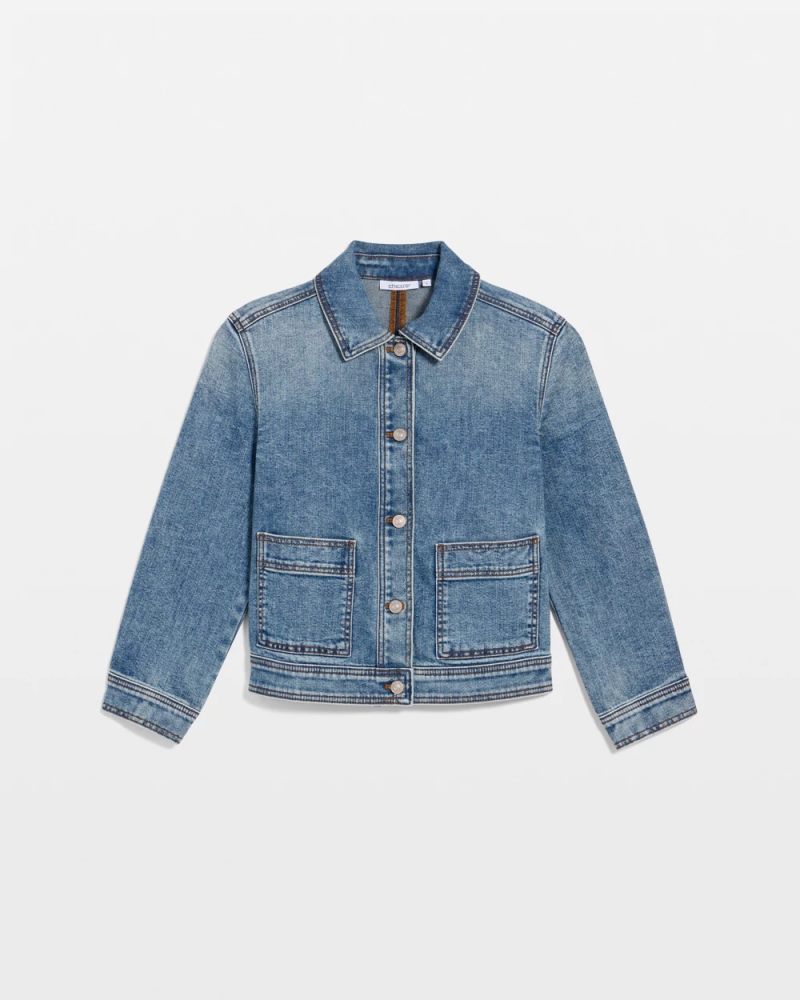 Chicos Denim Cropped Trucker Jacket - SAKURA INDIGO