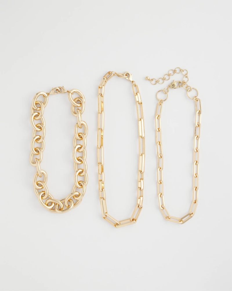 Chicos Convertible Three-Strand Chain Necklace - GOLD