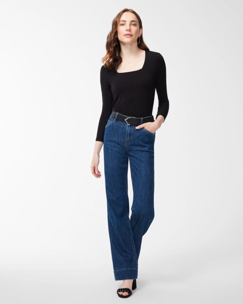 Chicos Touch of Cool™ Square Neck Tee - BLACK