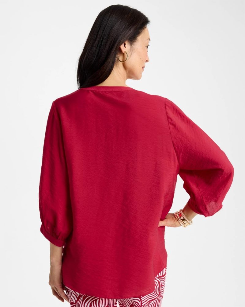 Chicos Tie-Front Top - CHERRY LUSH