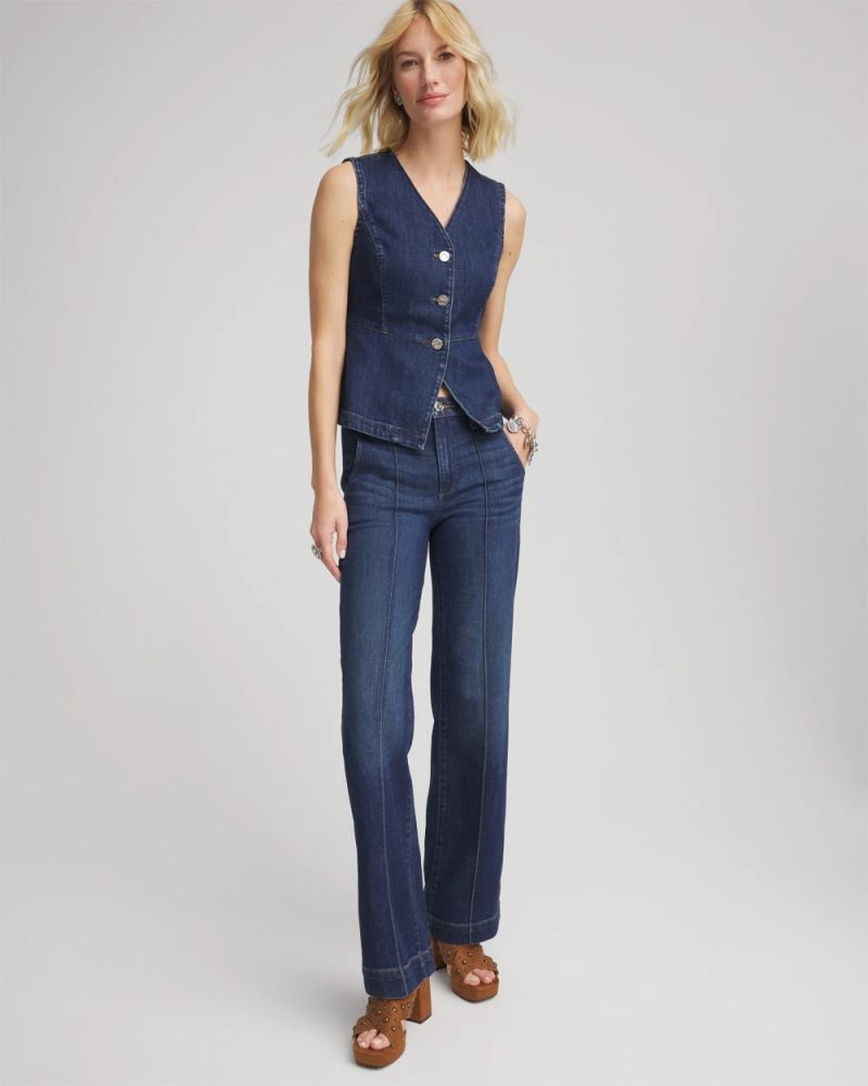 Chicos High-Rise Straight Fit Jeans - BISCAYNE INDIGO