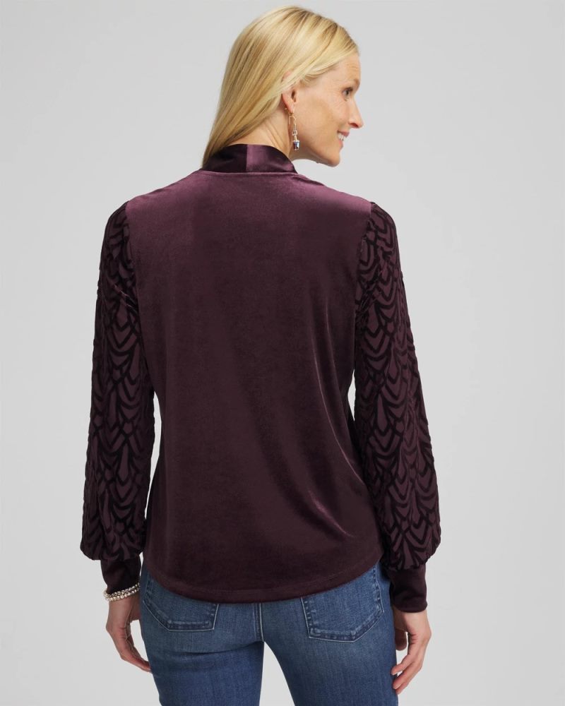 Chicos Art Deco Velvet Burnout Top - NIGHT BLOOM