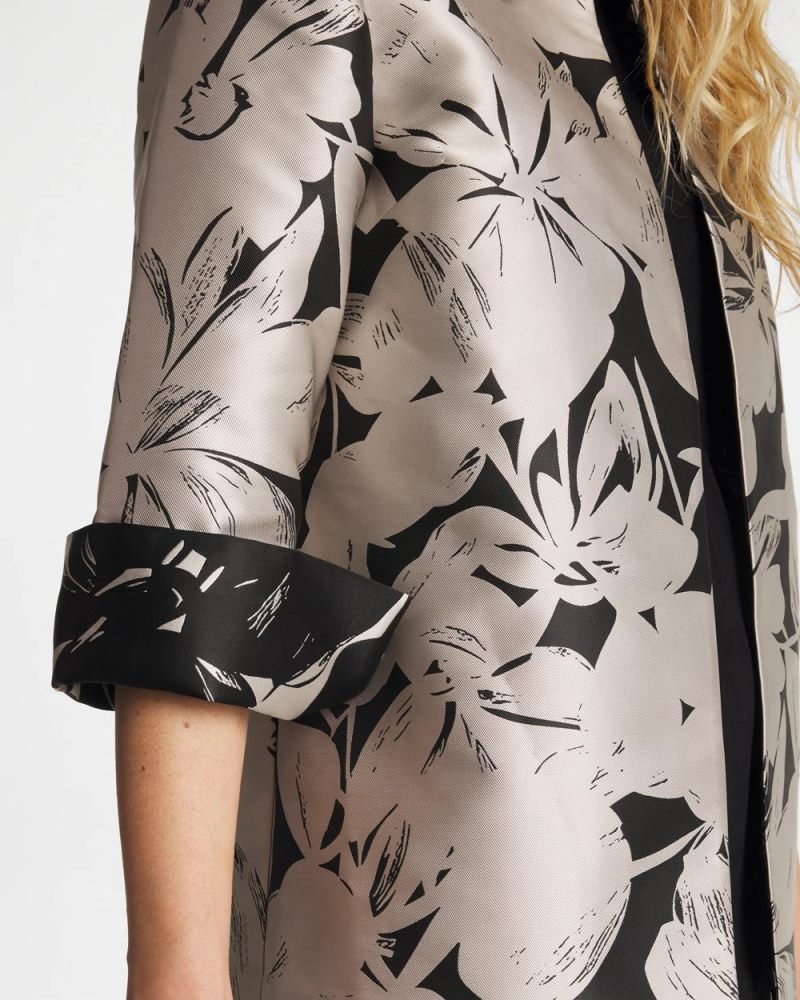 Chicos Travelers™ Collection Floral Jacquard Jacket - SMOKEY TAUPE