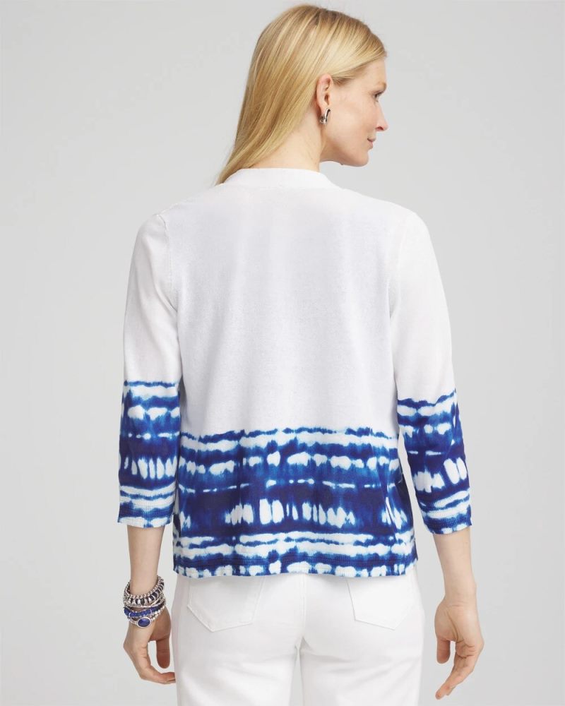 Chicos Tie-Dye Summer Romance Short Cardigan - ALABASTER