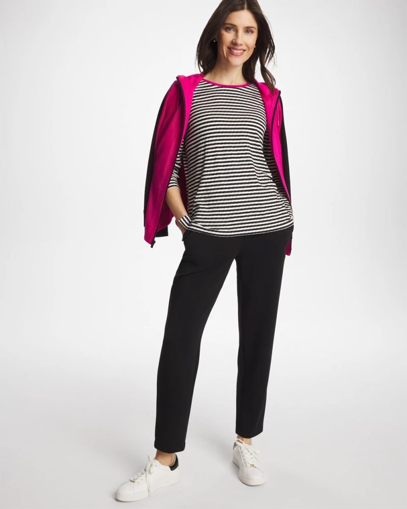 Chicos Zenergy® Striped Jacquard Contrast Pullover Top - EUROPA PINK