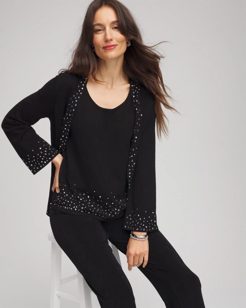 Chicos Travelers™ Embellished Scoopneck Tank - TRAVELERS BLACK