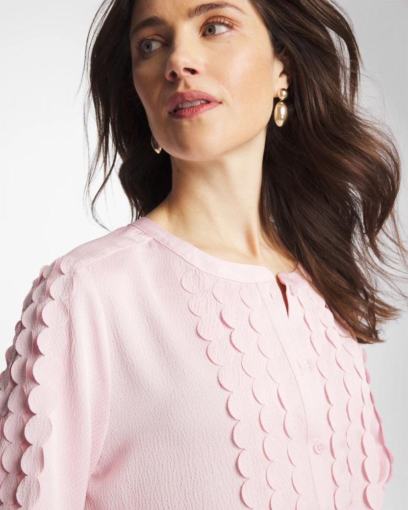 Chicos Laser Cut Crinkle Blouse - SWEET BLOSSOM