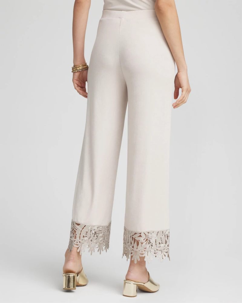 Chicos Travelers™ Lace Trim Cropped Pants - SMOKEY TAUPE