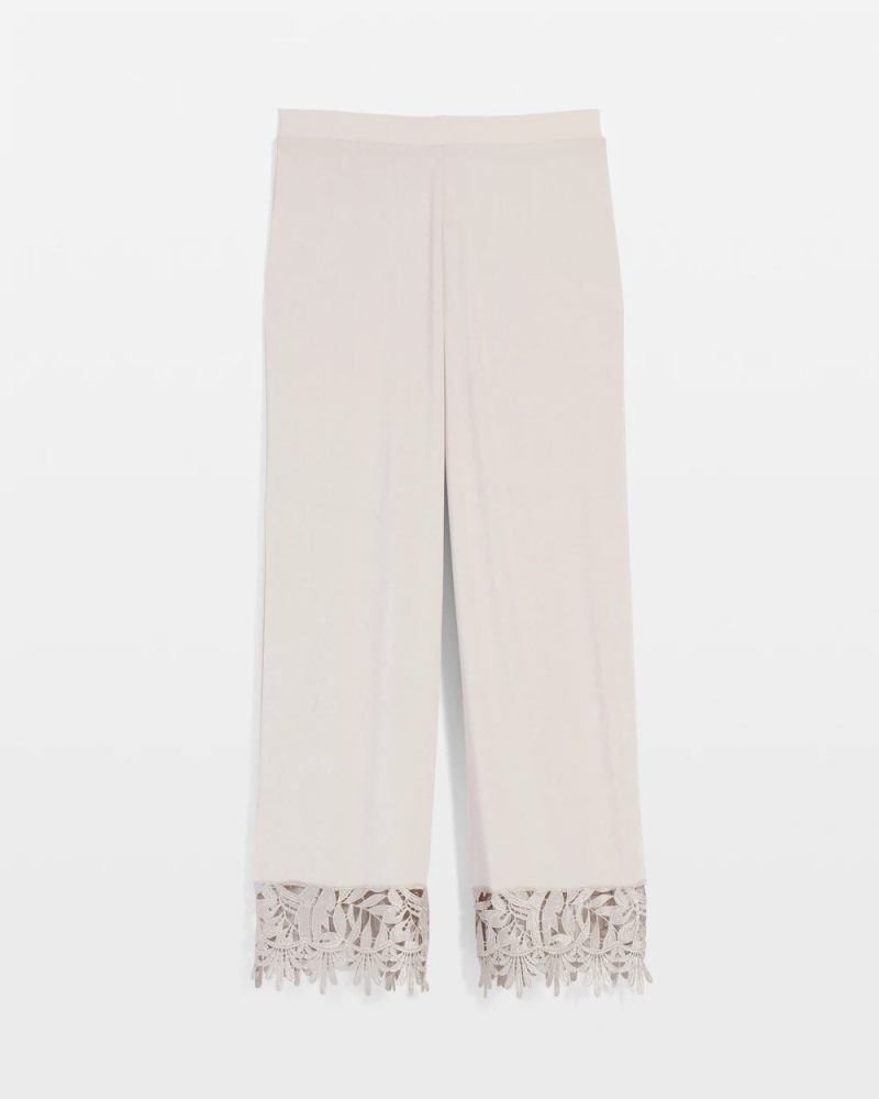 Chicos Travelers™ Lace Trim Cropped Pants - SMOKEY TAUPE