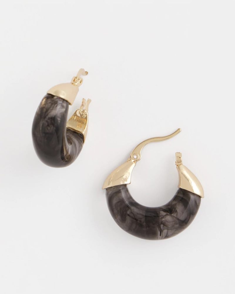 Chicos Marble Gold Hoop Earrings - GOLD