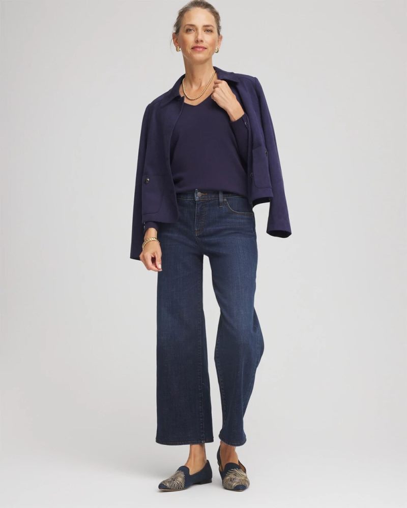 Chicos Ella V-Neck Pullover Sweater - PASSPORT BLUE