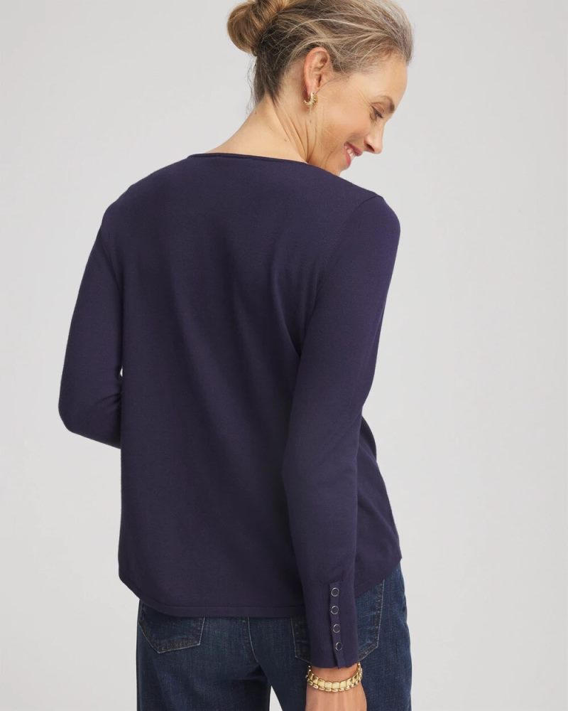 Chicos Ella V-Neck Pullover Sweater - PASSPORT BLUE
