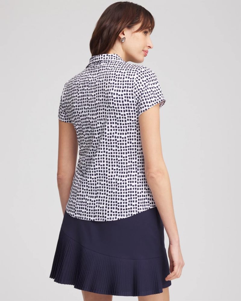 Chicos Zenergy® UPF Dots Mockneck Short-Sleeve Top - PASSPORT BLUE