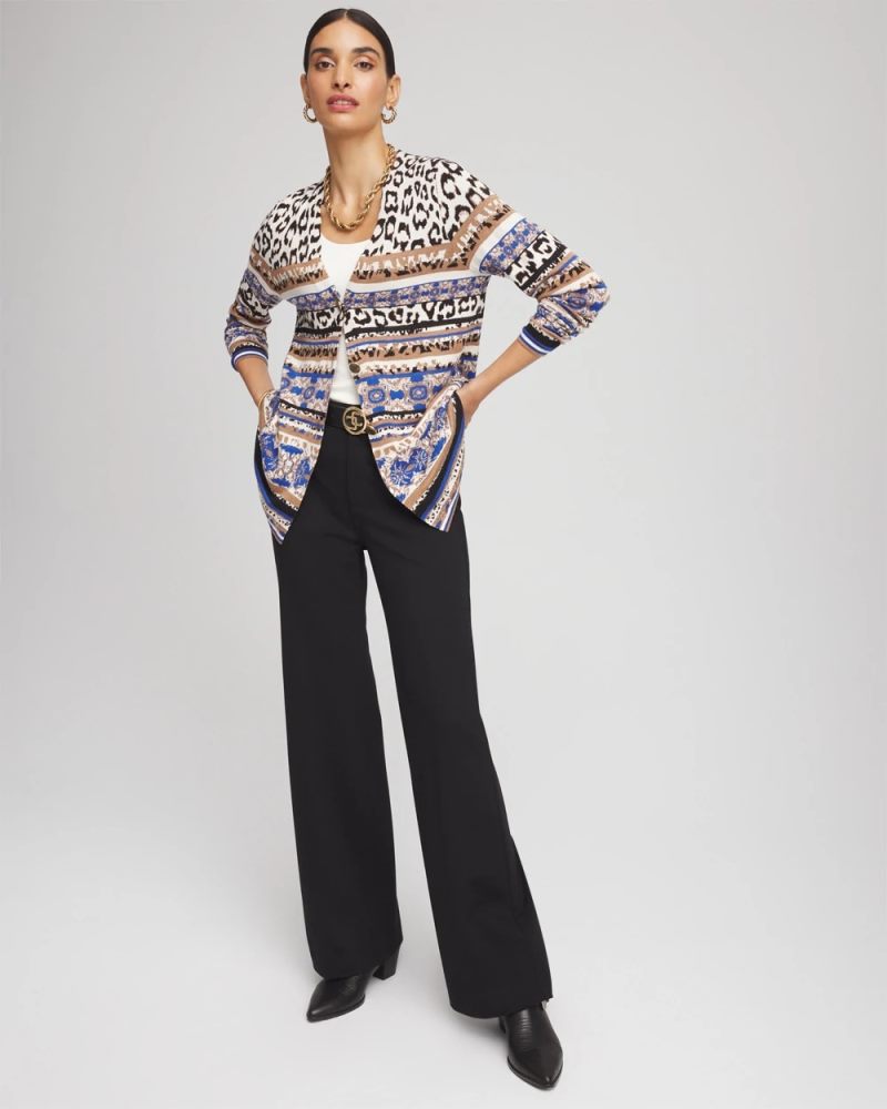 Chicos Animal Fair Isle Cardigan - ENGLISH CREAM