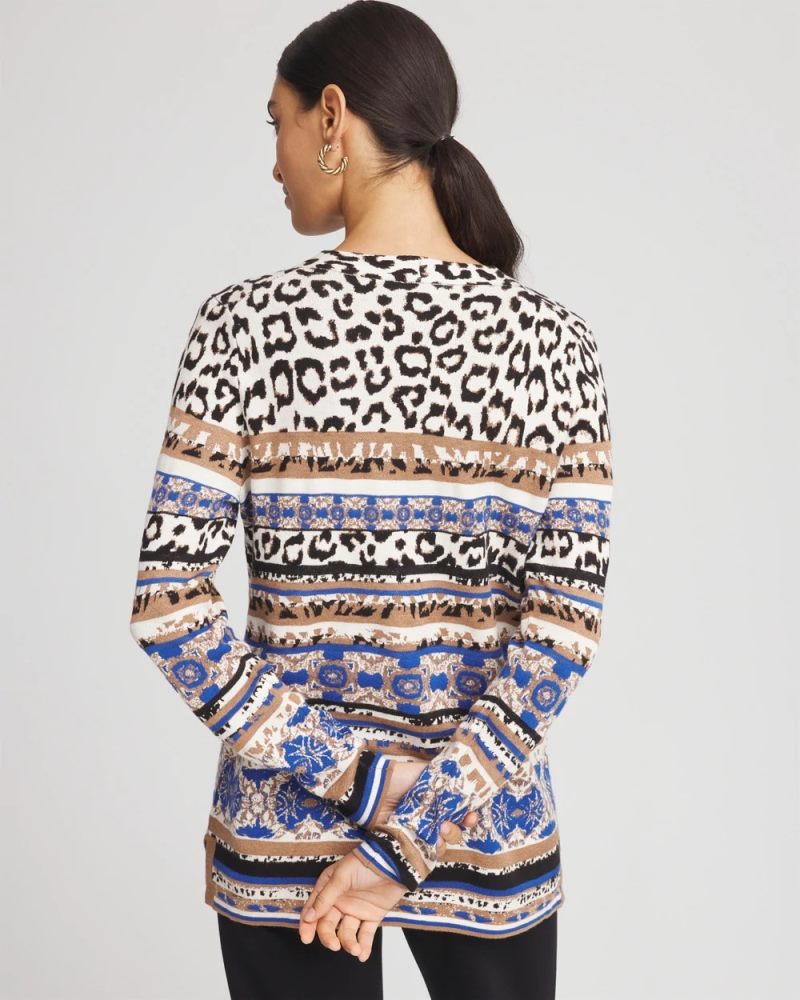 Chicos Animal Fair Isle Cardigan - ENGLISH CREAM
