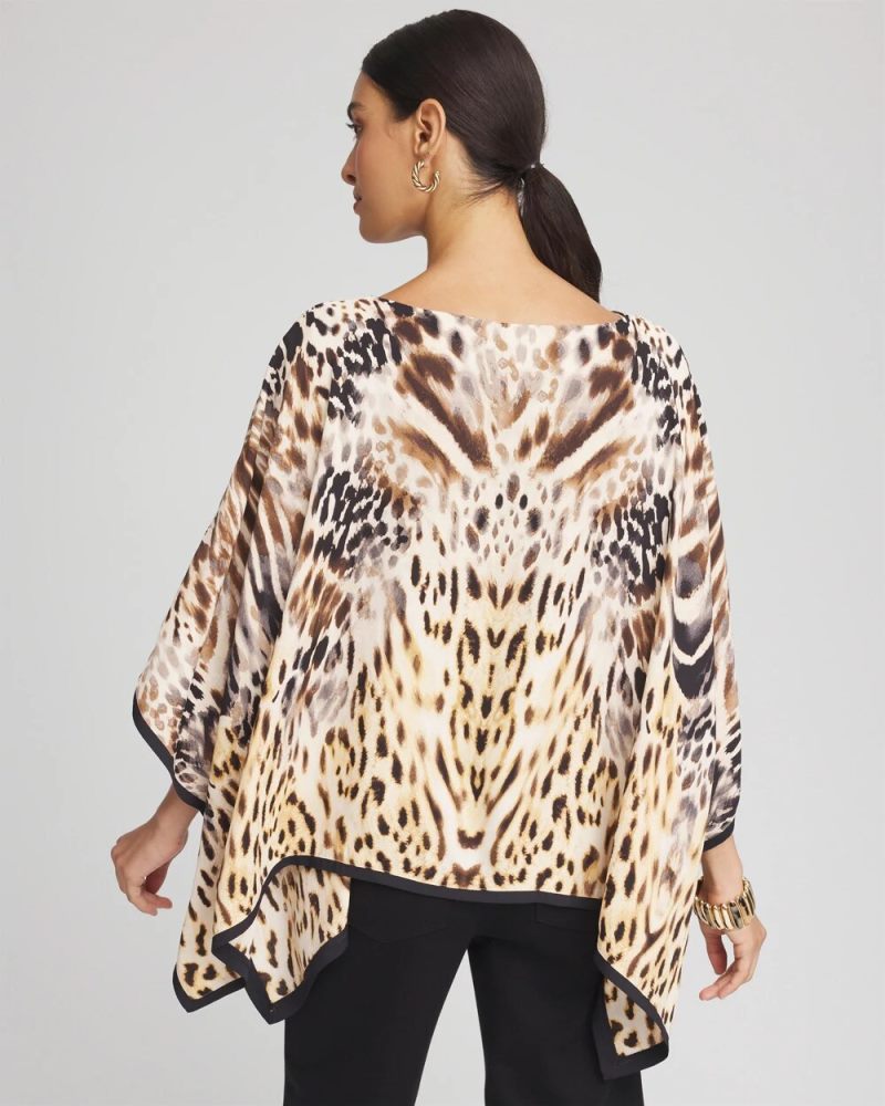 Chicos Crepe Animal Print Pullover Poncho - ANIMAL PRINT