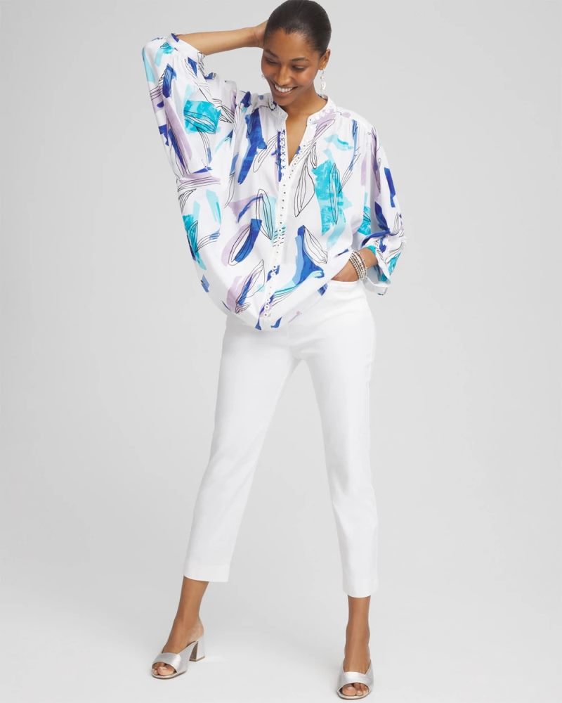 Chicos Batwing Sleeve Top - PARADISO BLUE